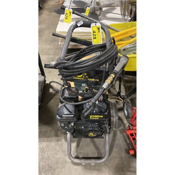 B.E POWER EQUIPMENT GAS POWERED MOBILE PRESSURE WASHER, 179CC, 2700 PSI WITH HOSE & WAND