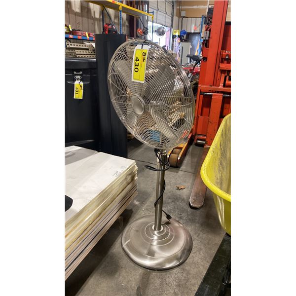 STAINLESS STEEL PEDESTAL FAN & 2 LARGE CEILING FANS *1 BLADE HAS DAMAGE*