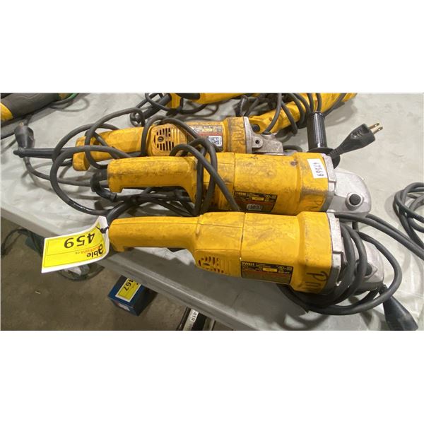 3 DEWALT ELECTRIC ANGLE GRINDERS, 2-DW381 & 1-DW840