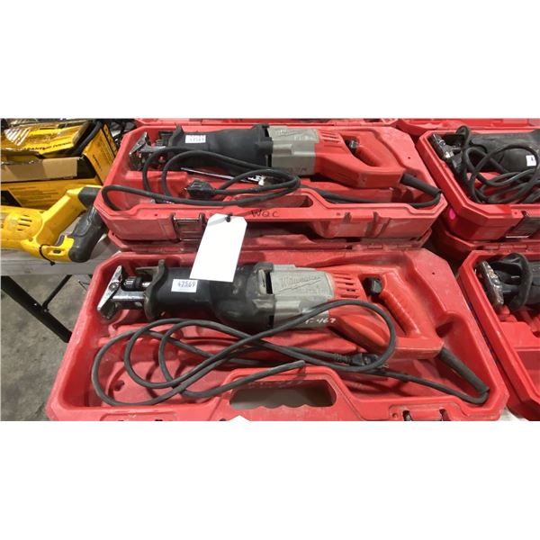 2 MILWAUKEE INDUSTRIAL ELECTRIC RECIPROCATING SAWS IN HARD TRANSPORT CASES
