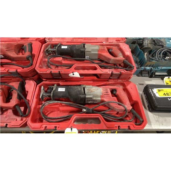 2 MILWAUKEE INDUSTRIAL ELECTRIC RECIPROCATING SAWS IN HARD TRANSPORT CASES