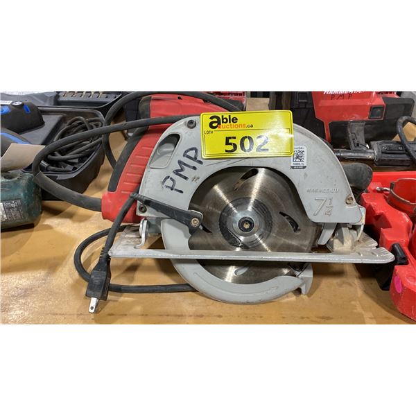 MILWAUKEE INDUSTRIAL ELECTRIC 7 1/4" CIRCULAR SAW & MILWAUKEE PLUMBERS HOLE SAWS IN HARD TRANSPORT