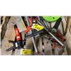 Image 4 : PALLET OF ASSORTED PIPE CLAMPS, HAND TOOLS, GREASE GUNS, & CABLE PULLERS *MUST TAKE ALL*