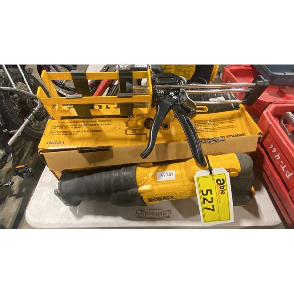 DEWALT DC 400 COMPOUND GUN, DEWALT DW831 INDUSTRIAL ELECTRIC ANGLE GRINDER, & DEWALT DCS380