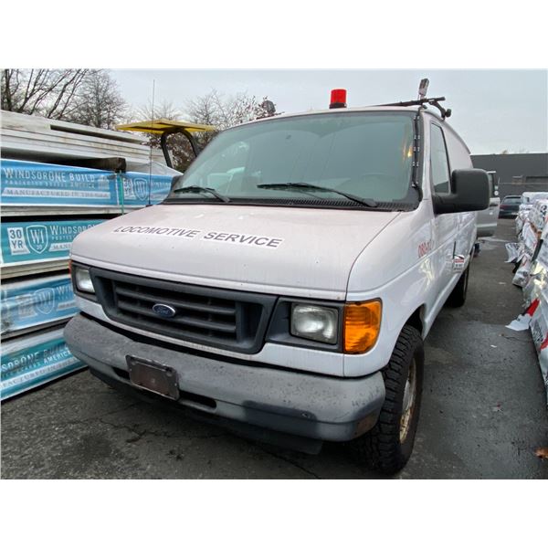 2006 FORD E-150, 2DR CARGO VAN, WHITE, VIN 1FTRE14W36HB00083,