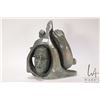 Image 1 : Hand carved Inuit three sided soapstone including Inukshuk, face and a seal, artist signed on base, 