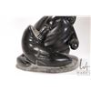 Image 3 : Hand carved Inuit soapstone of a hunter and a seal, 10" in height
