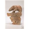 Image 1 : Hand carved Inuit soapstone titled "Arctic Bear on ice -Sealed Fate" and signed by artist Antoine an