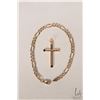 Image 1 : 10kt yellow gold 7 1/2" curb chain and a 10kt yellow gold cross pendant