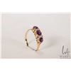 Image 1 : Vintage 18kt yellow gold ring set with three amethyst gemstones and four accent diamonds, size 6.25