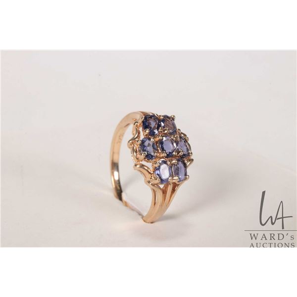 10kt yellow gold ring set with Tanzanite gemstone, size 7