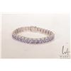 Image 1 : Sterling silver bracelet set with electronically tested tanzanite gemstones, 7 1/2"