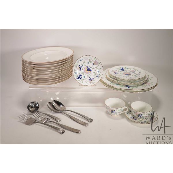 Selection of bone china dinnerware including Coalport Fanfare with settings for two of 10 1/2" dinne