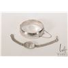 Image 1 : Birks sterling silver hinged bracelet with chaised decoration and engraved "Marjorie" and a sterling