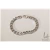 Image 1 : Men's sterling silver flattened curb chain 8" bracelet