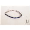 Image 1 : Sterling silver tennis bracelet set with sapphire/ sapphire like electronically tested gemstones, 7.