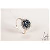 Image 1 : 14kt white gold, blue sapphire and diamond ring, size 10