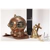 Image 2 : Miniature brass and 6 1/2" copper diving helmet and a brass wall mount, anchor motif bell