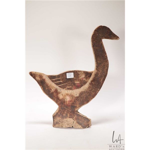 Inuit hand carved vertebrae duck, no artist signature seen, 14 1/2" in height