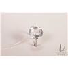Image 1 : English 9ct white gold ring set with electronically tested white topaz gemstone, size 9