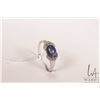 Image 1 : 10kt white gold, cabochon amethyst and diamond gemstone ring, size 8.75 note: missing one diamond