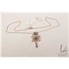 Image 1 : Antique 9ct yellow gold lavaliere set with seed pearls and pink gemstones, with attached 16" 9ct yel