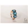 Image 1 : 10kt yellow gold three stone ring set with oval cut aquamarine/ like gemstones, size 8.5