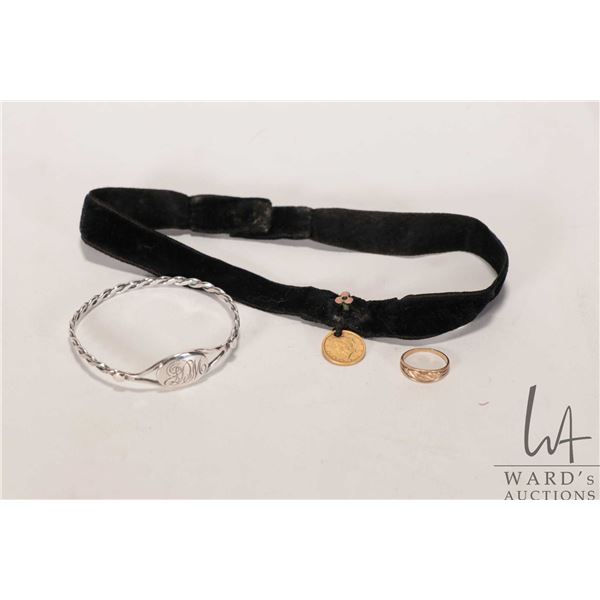 Tray lot of sterling silver and silverplate including set of serving spoons with hallmarks of Dublin