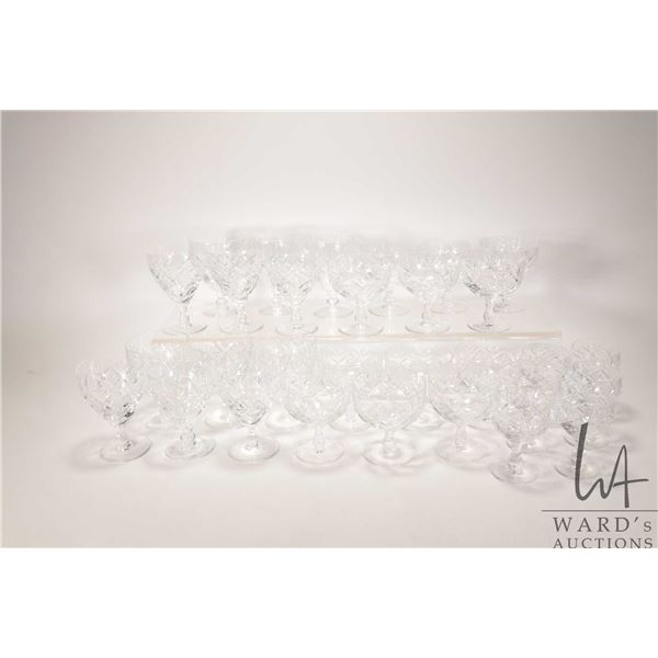Selection of Edinburgh crystal stemware including twelve water goblets, twelve sherbet and six small