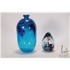 Image 1 : Two pieces of Martha Henry art glass including 7 1/2" vase dated '80 and a 4" paperweight dated '86