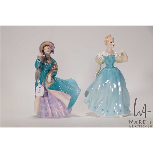 Two vintage Royal Doulton figurines including Delphine HN2136 and Enchanted HN2178