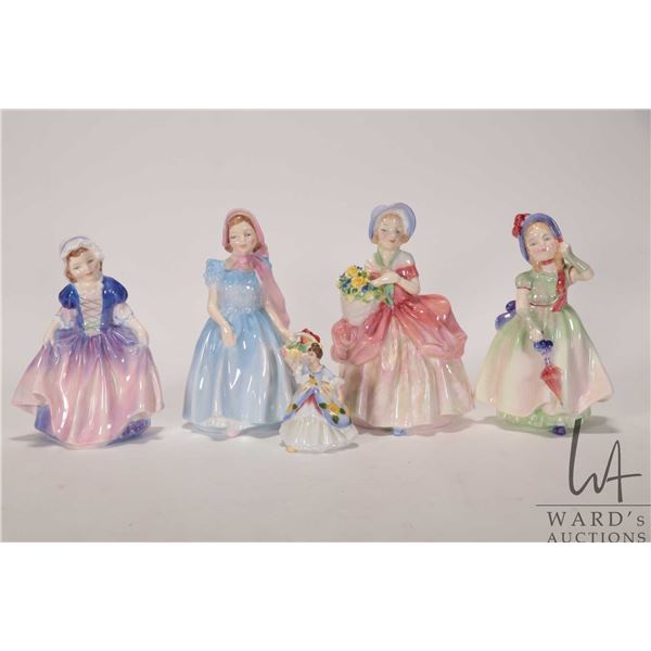 Four small and one miniature Royal Doulton figurines including Babie HN1679, Wendy HN2109, Cissie HN