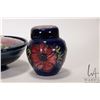 Image 2 : Two vintage pieces of Moorcroft pottery including 4" Anemone ginger jar, small 4" Finch & Fruit vase