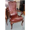 Image 1 : Queen Ann style leather and mahogany side chair made by Hickory Chair Fine Furniture, North Carolina