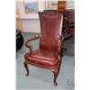 Image 1 : Queen Ann style leather and mahogany side chair made by Hickory Chair Fine Furniture, North Carolina
