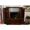 Image 1 : Multi piece entertainment cabinet, overall dimensions 75" H x 85" W x 18" D and can accomodate 42" w