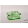 Image 1 : Vintage lidded Uranium glass refrigerator box 4 1/2" X 5" X 2" deep