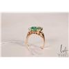 Image 2 : 10kt yellow gold ring set with green emerald cut gemstone, size 6.25