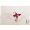 Image 1 : 10kt yellow gold ring set with marquise cut ruby/ ruby like gemstone, size 7.5
