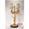 Image 1 : 19th century style gold ormolu four branch electric lamp on slate base, 23" in height