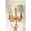 Image 3 : 19th century style gold ormolu four branch electric lamp on slate base, 23" in height