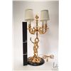 Image 4 : 19th century style gold ormolu four branch electric lamp on slate base, 23" in height