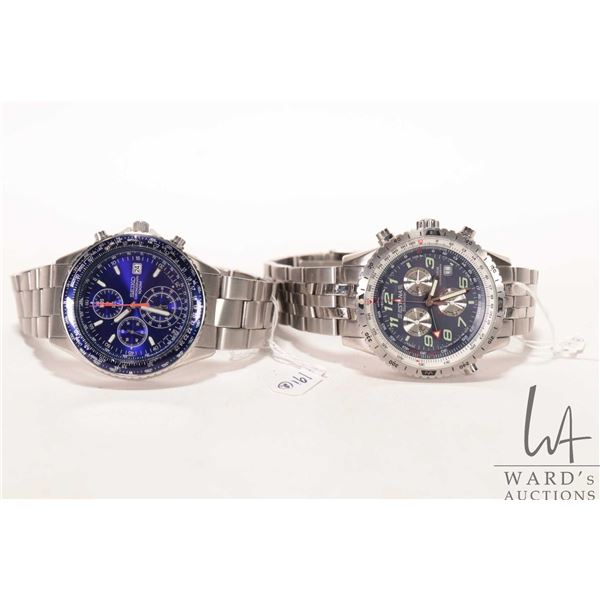 Two gent's wrist watches including Seiko Chronograph and an Estana Skymaster, not tested at time of 