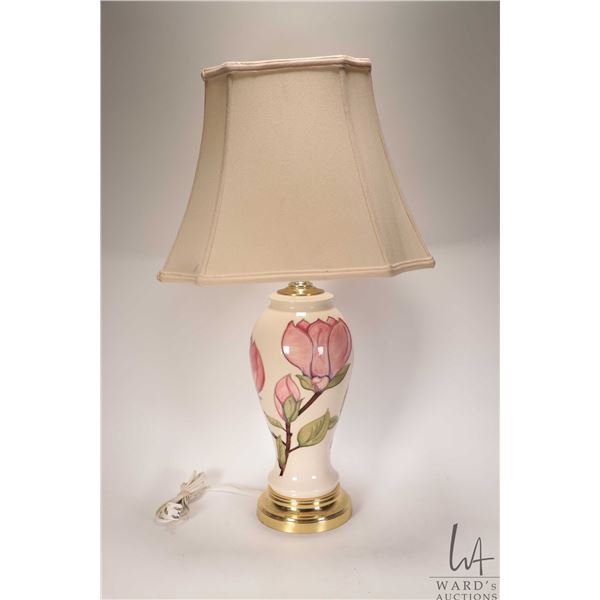 Vintage Moorcroft Pink Magnolia table lamp 28" including shade