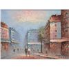 Image 1 : C. Burnett, framed oil on canvas painting of a Parisian street scene, 12" X 16"