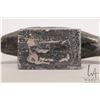 Image 4 : Two hand carved Inuit soapstones including 6" long dolphin, signed by artist in syllabics and a pair