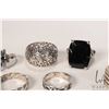 Image 2 : Six sterling silver rings, all marked 925, some set with gemstones, various sizes