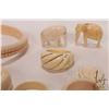 Image 3 : Selection of hand carved ivory including Elephant ivory bracelet and rings, small animals and a rose