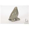 Image 1 : Green soapstone Inuit carving of a bird, artist signed 3 1/2" in height