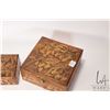 Image 3 : Two vintage hand made pyrography decorated boxes including 7" X 7" X 3 12" and a 11 1/2" X 4" X 2 1/